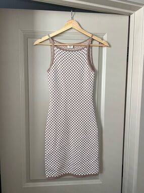Abercrombie & Fitch Brown and White Checker Knit Tank Dress